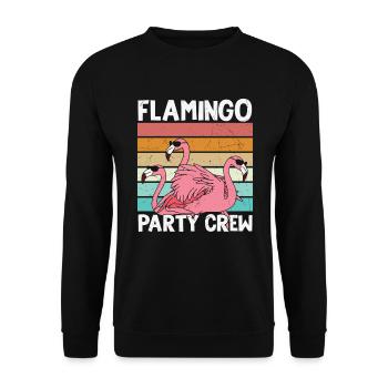 Flamingo Anniversaire Flamingo Party Crew - Sweat-shirt Unisexe - noir - Devant - Alina (178cm) & Michal (187cm)