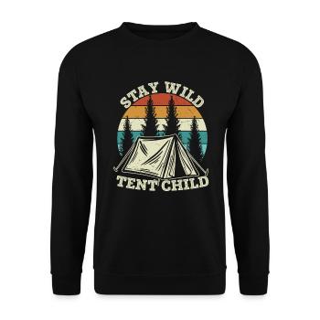 Stay Wild Zelt Kinder Camping Outdoor - Unisex Pullover - Schwarz - Vorne - Alina (178cm) & Michal (187cm)