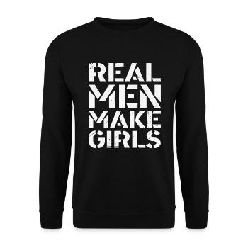 Real Men Make Girls Father’s Day Gift - Unisex Sweatshirt - black - Front - Alina (178cm) & Michal (187cm)