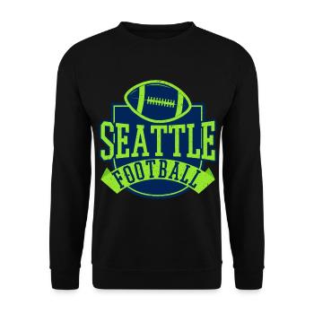 Seattle Football Neon Badge - Unisex Pullover - Schwarz - Vorne - Alina (178cm) & Michal (187cm)