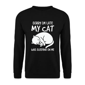 Désolé je suis en retard mon chat qui dort sur moi - Sweat-shirt Unisexe - noir - Devant - Alina (178cm) & Michal (187cm)
