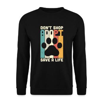 Dont Shop Adopt Cat Rescue Tierrechte - Unisex Pullover - Schwarz - Vorne - Alina (178cm) & Michal (187cm)