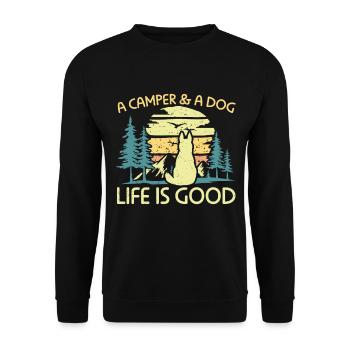 Camping A Camper And A Dog Life Is Good - Unisex Sweatshirt - black - Front - Alina (178cm) & Michal (187cm)