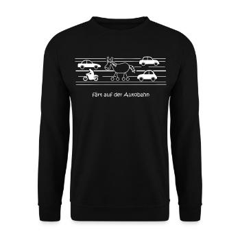 on highway, traffic, road, car, wheels - Unisex Sweatshirt - black - Front - Alina (178cm) & Michal (187cm)