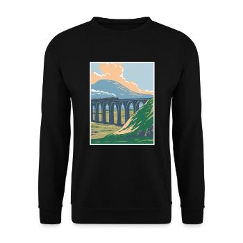 Yorkshire Dales National Park WPA Poster Art Deco - Unisex Sweatshirt - black - Front - Alina (178cm) & Michal (187cm)
