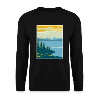 Yellowstone Lake in Yellowstone WPA Poster Art Dec - Unisex Sweatshirt - black - Front - Alina (178cm) & Michal (187cm)