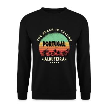 Albufeira Portugal Beach vintage design - Unisex Sweatshirt - black - Front - Alina (178cm) & Michal (187cm)