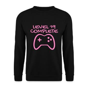 19. Geburtstag - Gamer 19 - 19 Jahre Geschenk - Unisex Pullover - Schwarz - Vorne - Alina (178cm) & Michal (187cm)