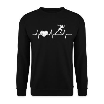 Runners Athletes Running Sports Heartbeat Gift - Unisex Sweatshirt - black - Front - Alina (178cm) & Michal (187cm)