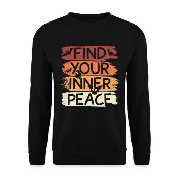 Finde dein Inneres Frieden Horror Halloween - Unisex Pullover - Schwarz - Vorne - Alina (178cm) & Michal (187cm)
