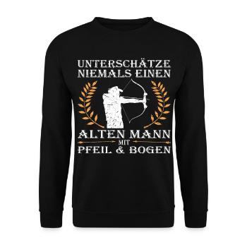 Bogenschießen, Bogensport, Bogenschütze, Archery - Unisex Pullover - Schwarz - Vorne - Alina (178cm) & Michal (187cm)