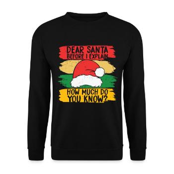 Dear Santa How Much Do You Know - Unisex Sweatshirt - black - Front - Alina (178cm) & Michal (187cm)