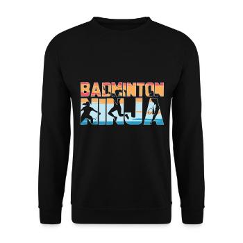 Badminton Ninja Badminton Spieler - Unisex Pullover - Schwarz - Vorne - Alina (178cm) & Michal (187cm)