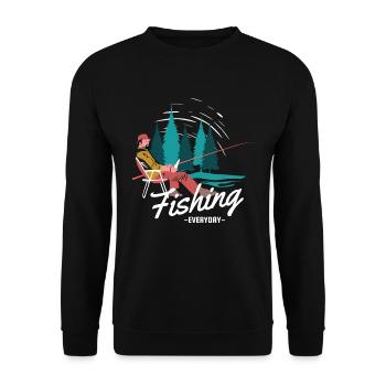 Funny Fishing Quote Fishing Everyday - Unisex Sweatshirt - black - Front - Alina (178cm) & Michal (187cm)