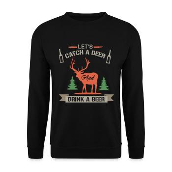 Citation de chasse amusante permet d’attraper un cerf - Sweat-shirt Unisexe - noir - Devant - Alina (178cm) & Michal (187cm)