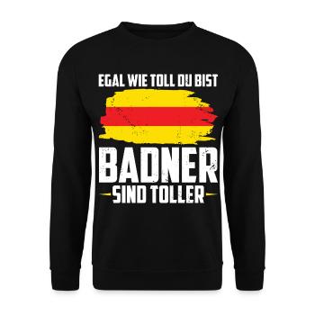Badische Flagge | Badisch Baden Badener Geschenke - Unisex Pullover - Schwarz - Vorne - Alina (178cm) & Michal (187cm)
