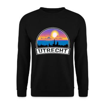 Utrecht Netherlands Skyline Vintage Sunset Travel - Unisex Sweatshirt - black - Front - Alina (178cm) & Michal (187cm)
