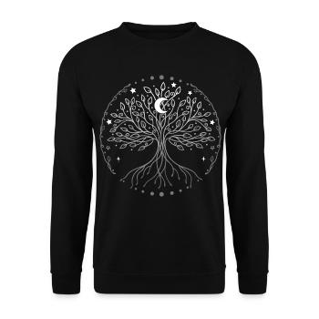 Yggdrasil Weltenesche Tree of Life - Unisex Pullover - Schwarz - Vorne - Alina (178cm) & Michal (187cm)