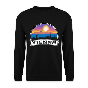 Vienne Autriche Skyline Vintage Sunset Travel Souve - Sweat-shirt Unisexe - noir - Devant - Alina (178cm) & Michal (187cm)