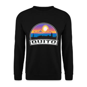 Quito Equador Skyline Vintage Sonnenuntergang Reisen Souven - Unisex Pullover - Schwarz - Vorne - Alina (178cm) & Michal (187cm)