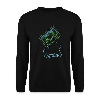 Eighties Cassette Tape 80s Retro - Unisex Sweatshirt - black - Front - Alina (178cm) & Michal (187cm)