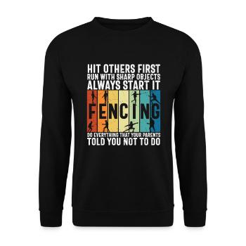 Fencing Sport Pun For Fencers - Unisex Sweatshirt - black - Front - Alina (178cm) & Michal (187cm)
