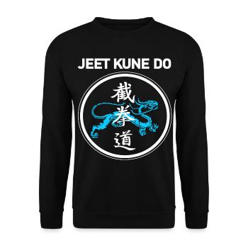 Jeet Kune Do Drachen und Kanji T-Shirt - Unisex Pullover - Schwarz - Vorne - Alina (178cm) & Michal (187cm)
