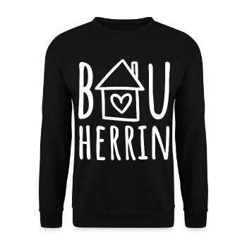 Bauherrin Haus bauen Baustelle Eigenheim Hausbau - Unisex Pullover - Schwarz - Vorne - Alina (178cm) & Michal (187cm)