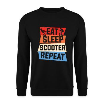 Scooter Quote Eat Sleep Scooter Repeat - Unisex Sweatshirt - black - Front - Alina (178cm) & Michal (187cm)