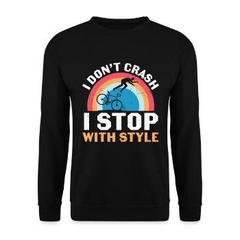 Radfahren Ich stürze nicht, ich höre mit Stil auf - Unisex Pullover - Schwarz - Vorne - Alina (178cm) & Michal (187cm)