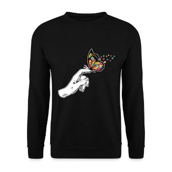 Sensibilisation à l’autisme des papillons - Sweat-shirt Unisexe - noir - Devant - Alina (178cm) & Michal (187cm)