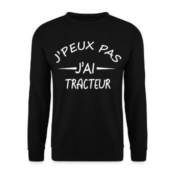 J'peux pas j'ai tracteur - Je peux pas j'ai tracte - Sweat-shirt Unisexe - noir - Devant - Alina (178cm) & Michal (187cm)