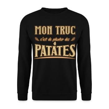 Mon truc c'est de planter des patates humour - Sweat-shirt Unisexe - noir - Devant - Alina (178cm) & Michal (187cm)