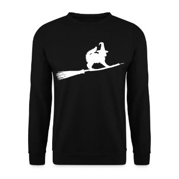 Katzen Hexe - Unisex Pullover - Schwarz - Vorne - Alina (178cm) & Michal (187cm)