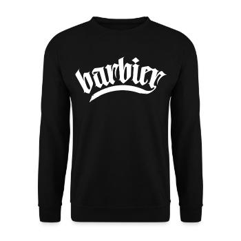 barbier cheveux barbe barbier raser hommes barbier - Sweat-shirt Unisexe - noir - Devant - Alina (178cm) & Michal (187cm)