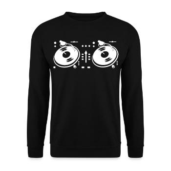 DJ Turntable - Unisex Pullover - Schwarz - Vorne - Alina (178cm) & Michal (187cm)