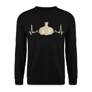 Garlic Love Heartbeat Valentine's Day Saying - Unisex Sweatshirt - black - Front - Alina (178cm) & Michal (187cm)