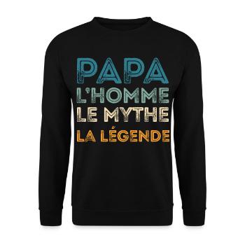 Papa Homme Mythe Légende - Sweat-shirt Unisexe - noir - Devant - Alina (178cm) & Michal (187cm)