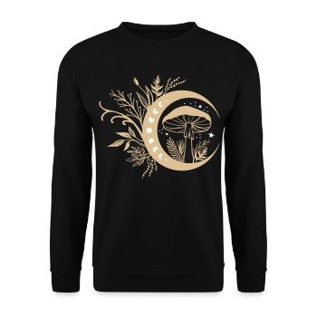Cottagecore Aesthetic Mushroom - Unisex Pullover - Schwarz - Vorne - Alina (178cm) & Michal (187cm)
