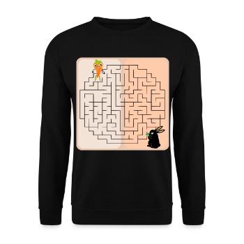 Labyrinth Hase Osterhase - Unisex Pullover - Schwarz - Vorne - Alina (178cm) & Michal (187cm)