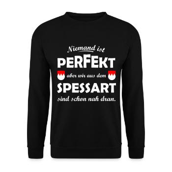 Perfekt aus dem Spessart - Unisex Pullover - Schwarz - Vorne - Alina (178cm) & Michal (187cm)