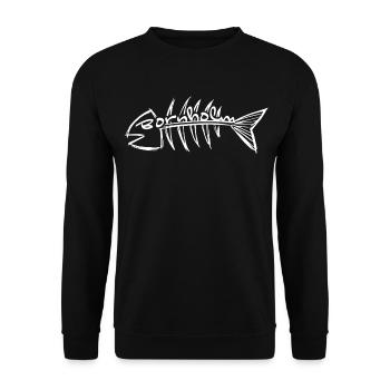Bornholm Fisch - Fischgräte - Unisex Pullover - Schwarz - Vorne - Alina (178cm) & Michal (187cm)