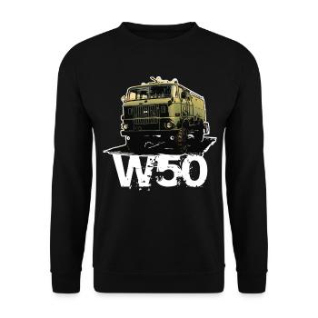 W50 LKW NVA Truck - Unisex Sweatshirt - black - Front - Alina (178cm) & Michal (187cm)