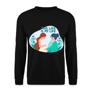 Sage-femme Obstétricienne enceinte - Sweat-shirt Unisexe - noir - Devant - Alina (178cm) & Michal (187cm)