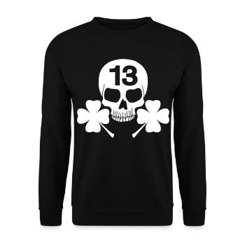 Crâne blanc porte-bonheur - Sweat-shirt Unisexe - noir - Devant - Alina (178cm) & Michal (187cm)