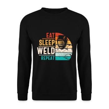 Soudeur Citation Drôle Conception Manger Sommeil Soudure Répéter - Sweat-shirt Unisexe - noir - Devant - Alina (178cm) & Michal (187cm)