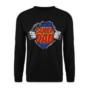 Super Dad Super Hero Geschenk zum Vatertag - Unisex Pullover - Schwarz - Vorne - Alina (178cm) & Michal (187cm)