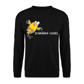 Schräger Vogel I Statement Spruch - Unisex Pullover - Schwarz - Vorne - Alina (178cm) & Michal (187cm)