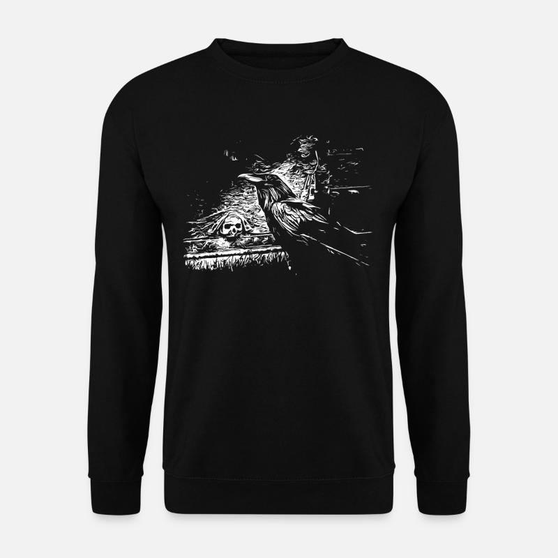 Rabe mit Totenkopf - Unisex Pullover - Schwarz