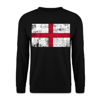 England Flagge Fahne Grunge Retro Vintage - Unisex Pullover - Schwarz - Vorne - Alina (178cm) & Michal (187cm)